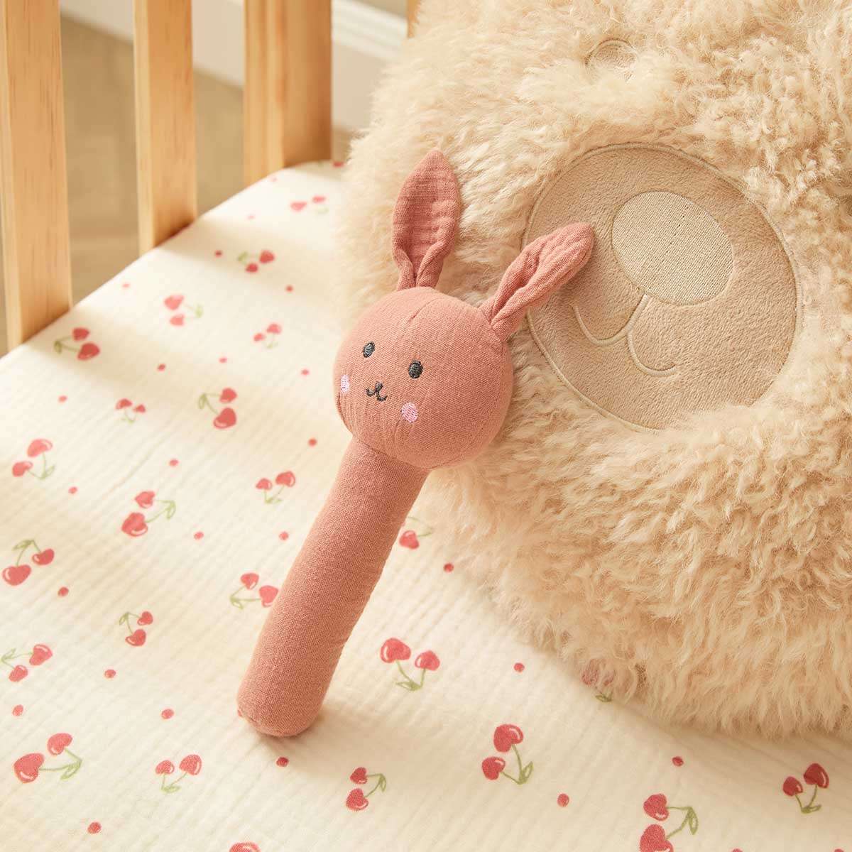 Soft Cotton Bunny Rattle - Mocka New Zealand