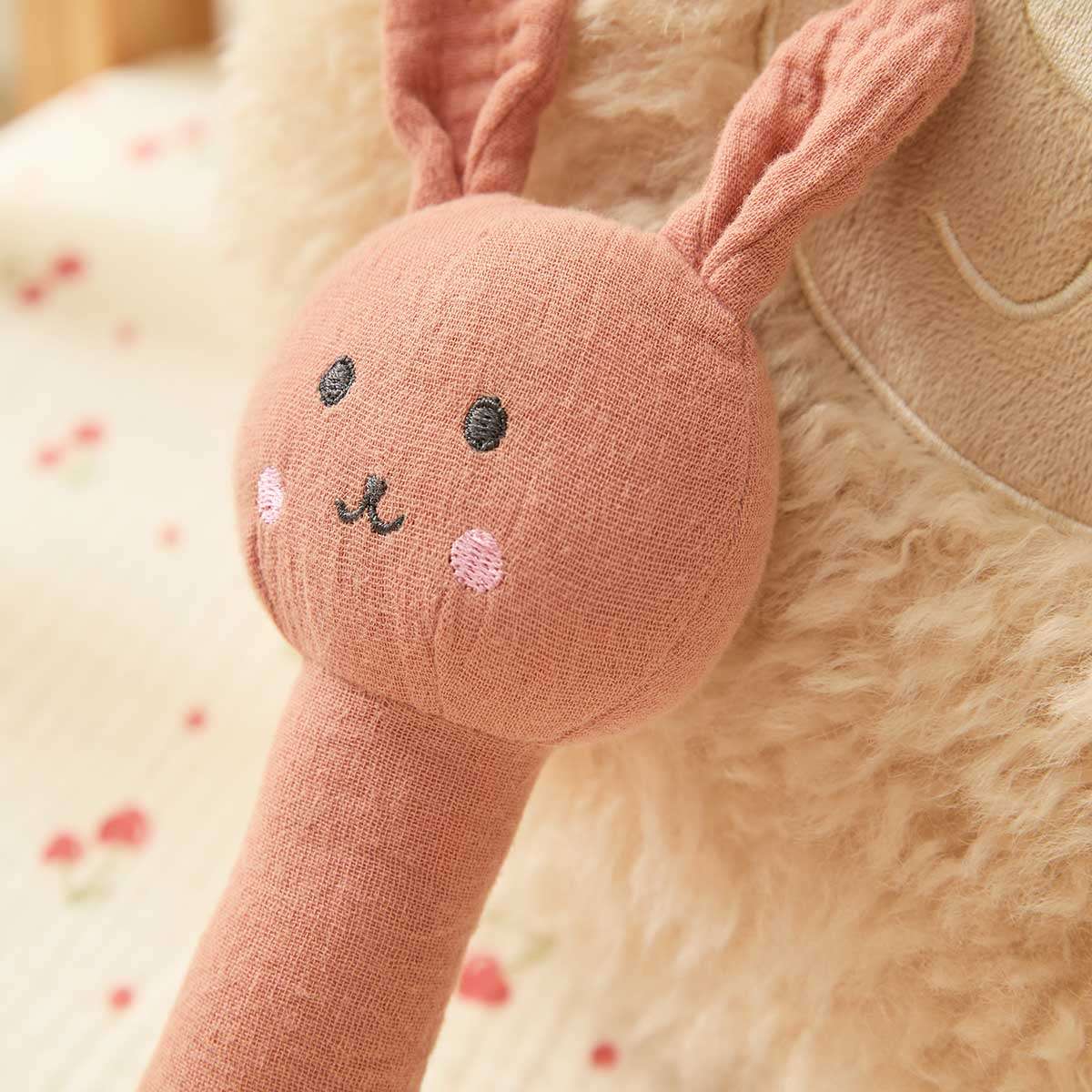 Soft Cotton Bunny Rattle - Mocka New Zealand