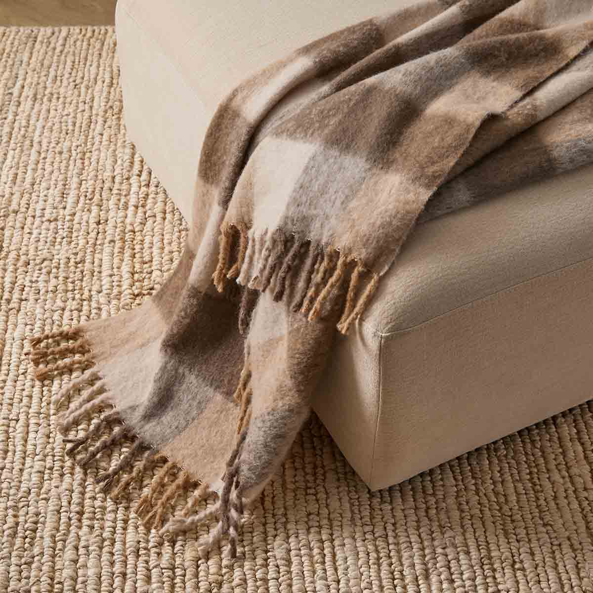 Mocka Check Throw Blanket - Beige - Mocka New Zealand