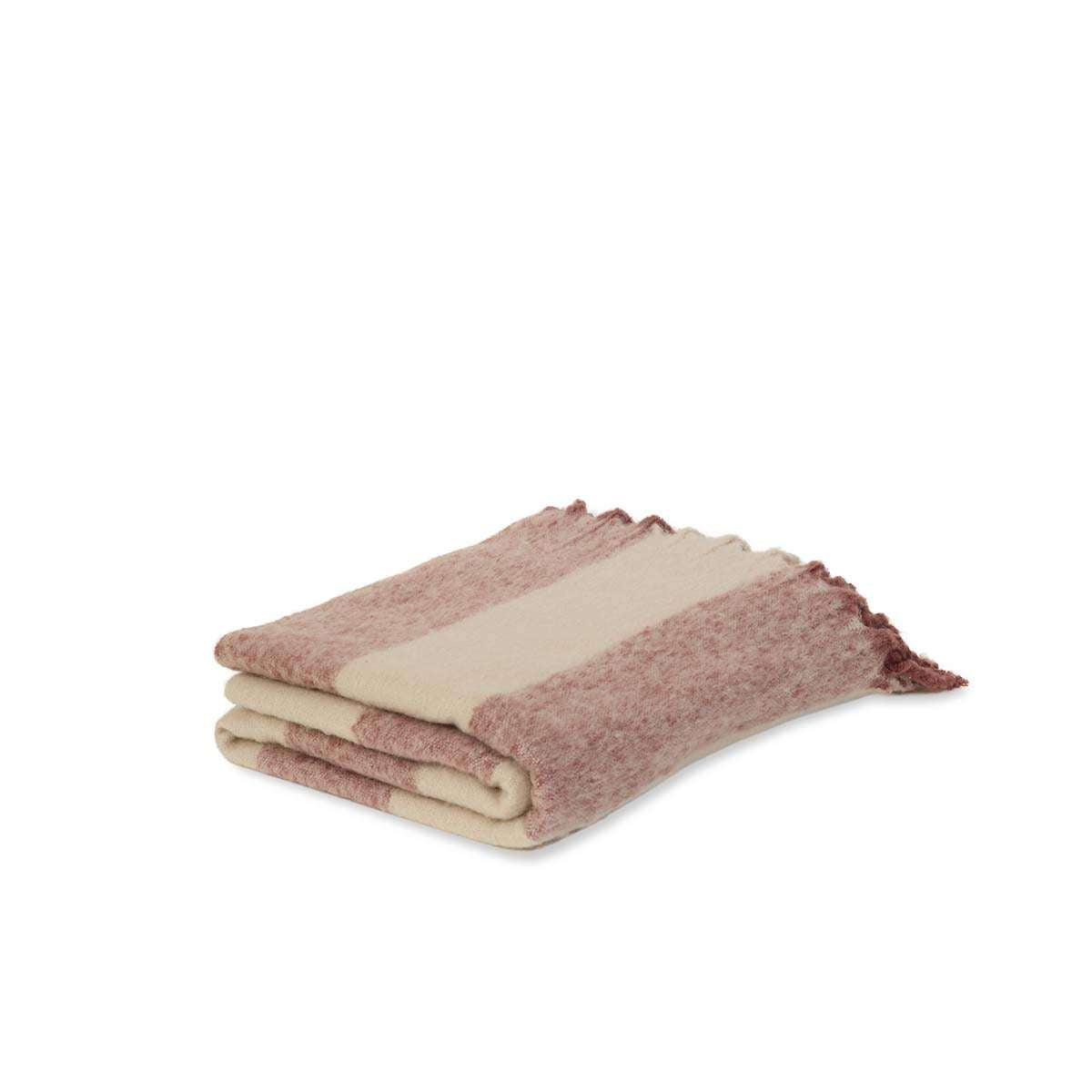 Mocka Stripe Throw Blanket - Raspberry and White Chocolate - Mocka New Zealand