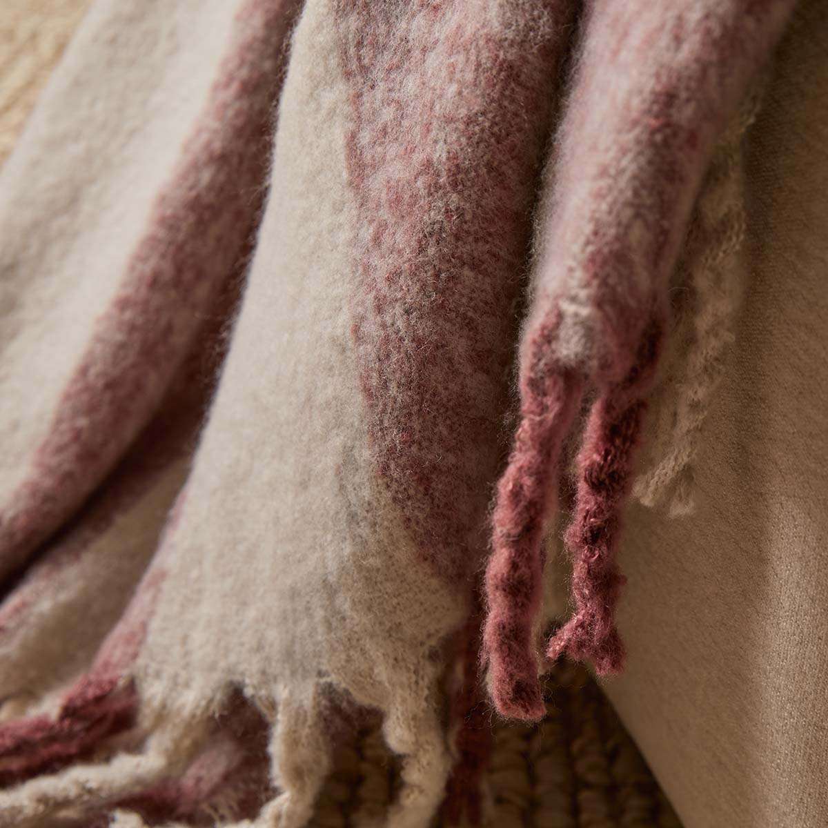 Mocka Stripe Throw Blanket - Raspberry and White Chocolate - Mocka New Zealand