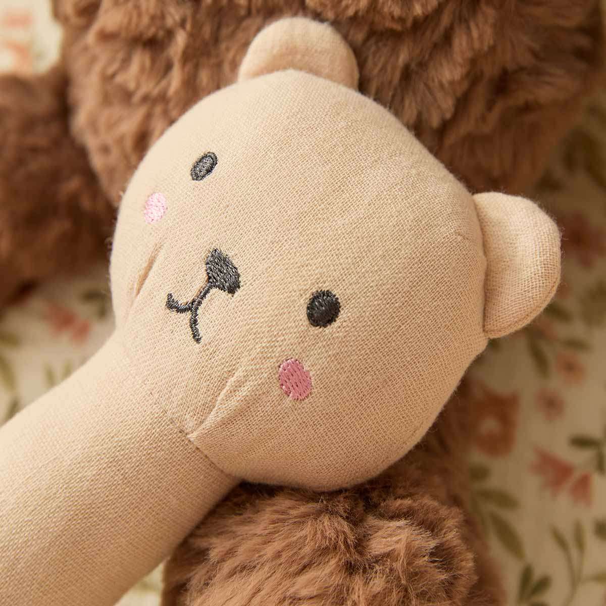Soft Cotton Teddy Rattle - Mocka New Zealand