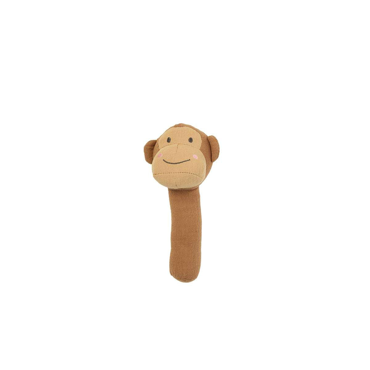 Soft Cotton Monkey Rattle - Mocka New Zealand