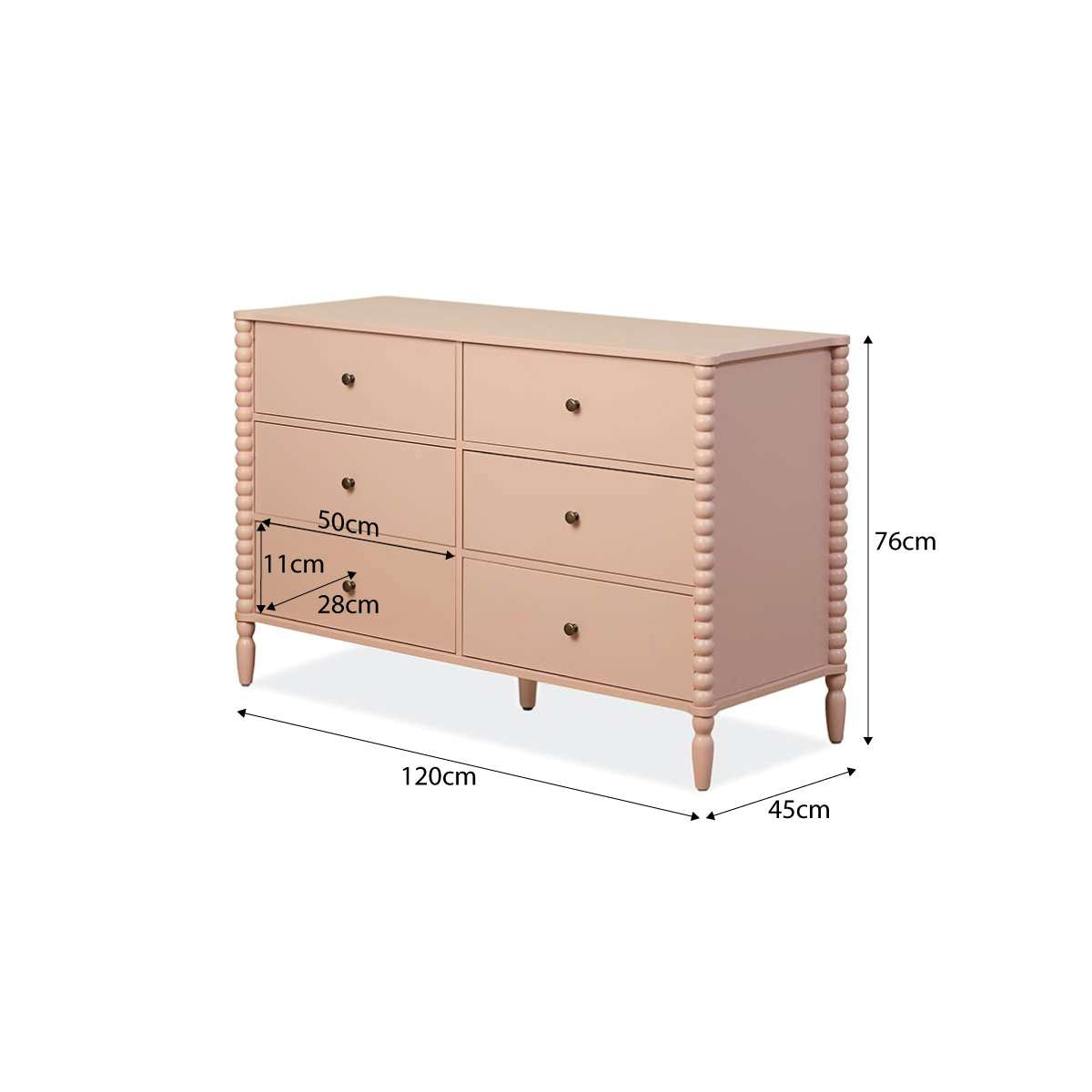 Betti Bobbin Six Drawer - Pink - Mocka New Zealand