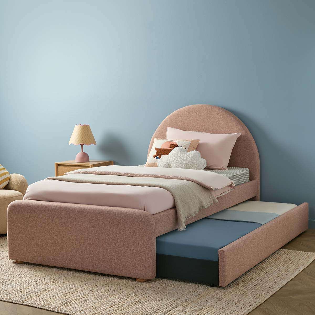 Amelie Single Trundle Bed - Pink