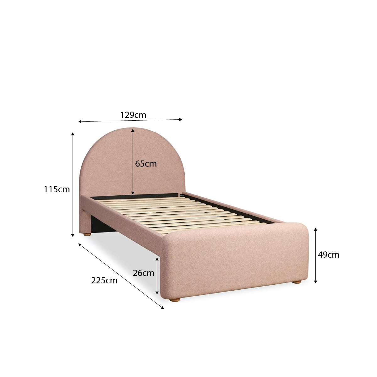 Amelie King Single Bed - Pink