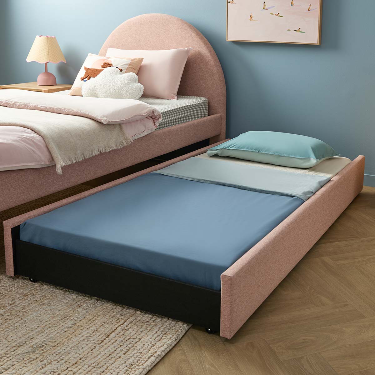 Amelie Single Trundle Bed - Pink