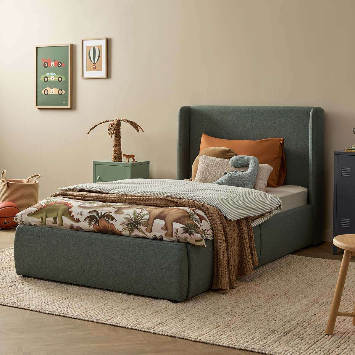 Charley Storage King Single Bed - Sage Green