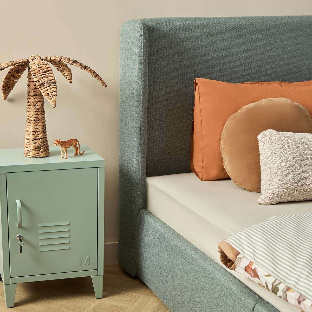 Charley Storage King Single Bed - Sage Green