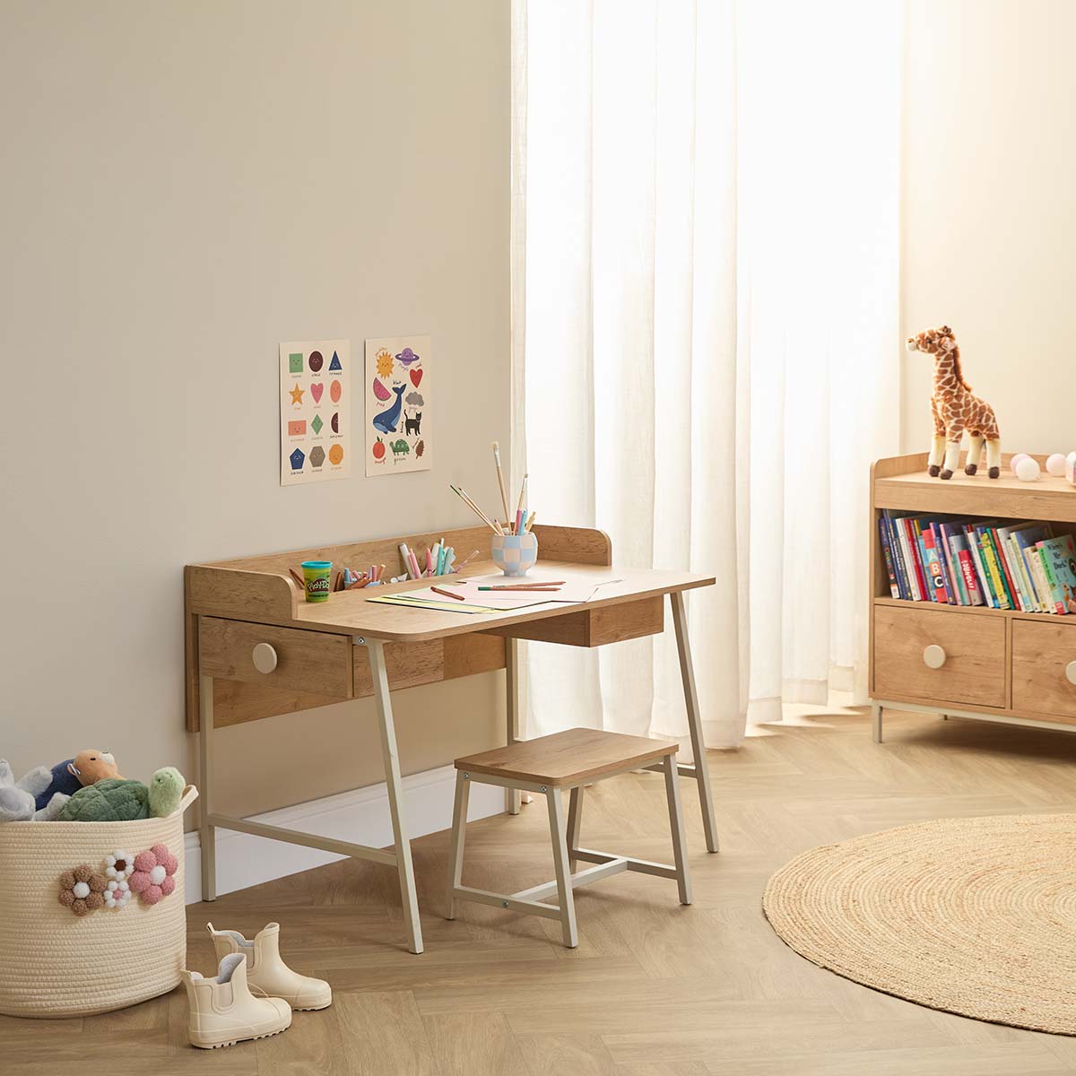 Spotty Craft Table And Stool Set - Cream - Mocka New Zealand