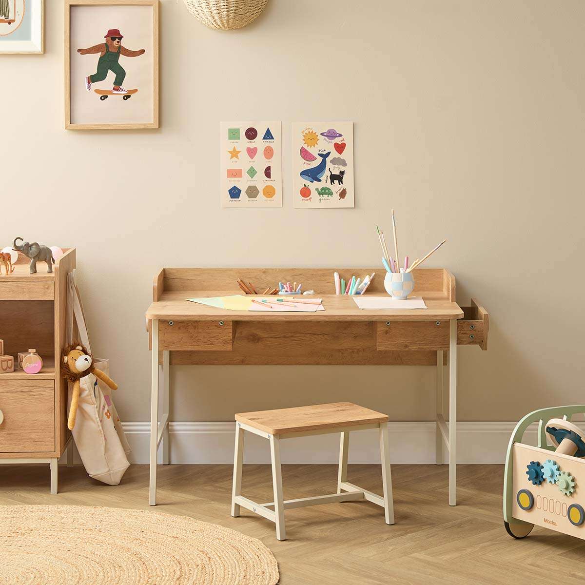 Spotty Craft Table And Stool Set - Cream - Mocka New Zealand