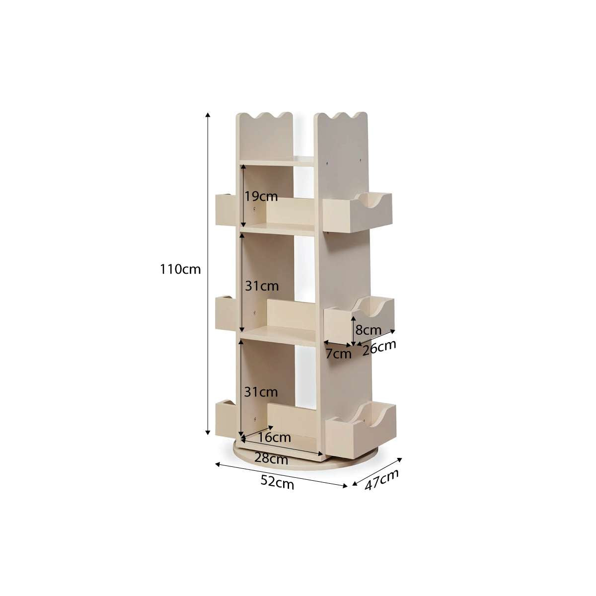 Theo Rotating Bookshelf - Beige