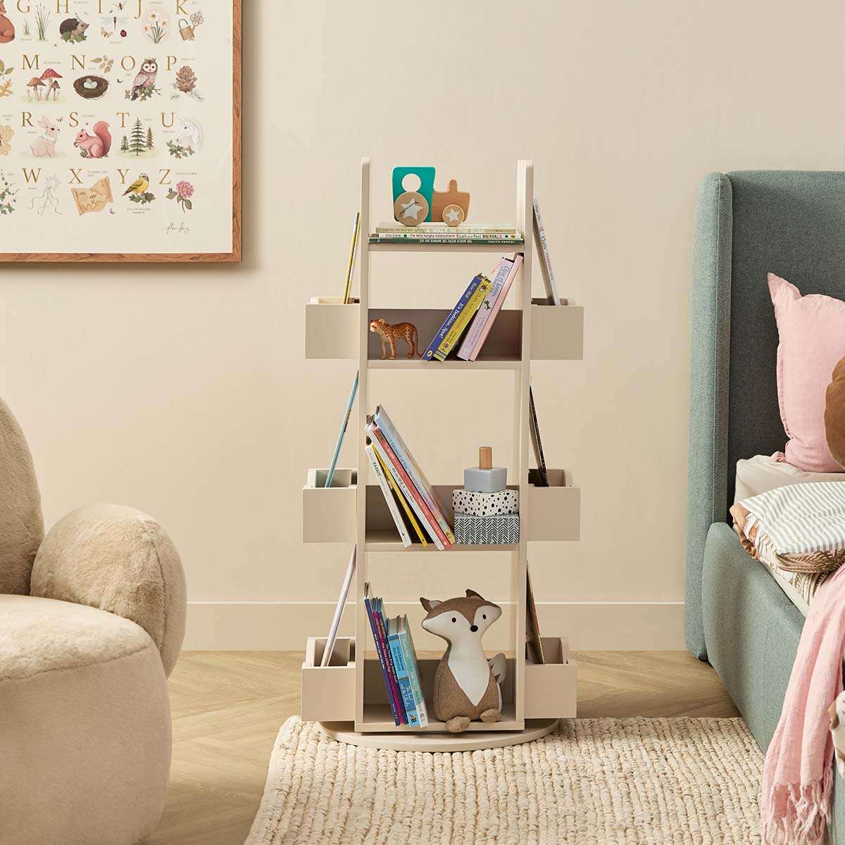 Theo Rotating Bookshelf - Beige