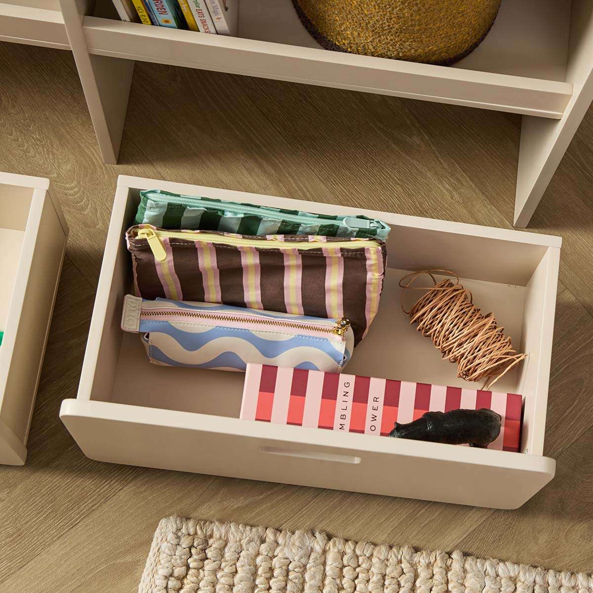 Theo Kids Bookshelf And Toy Drawer Organiser - Beige