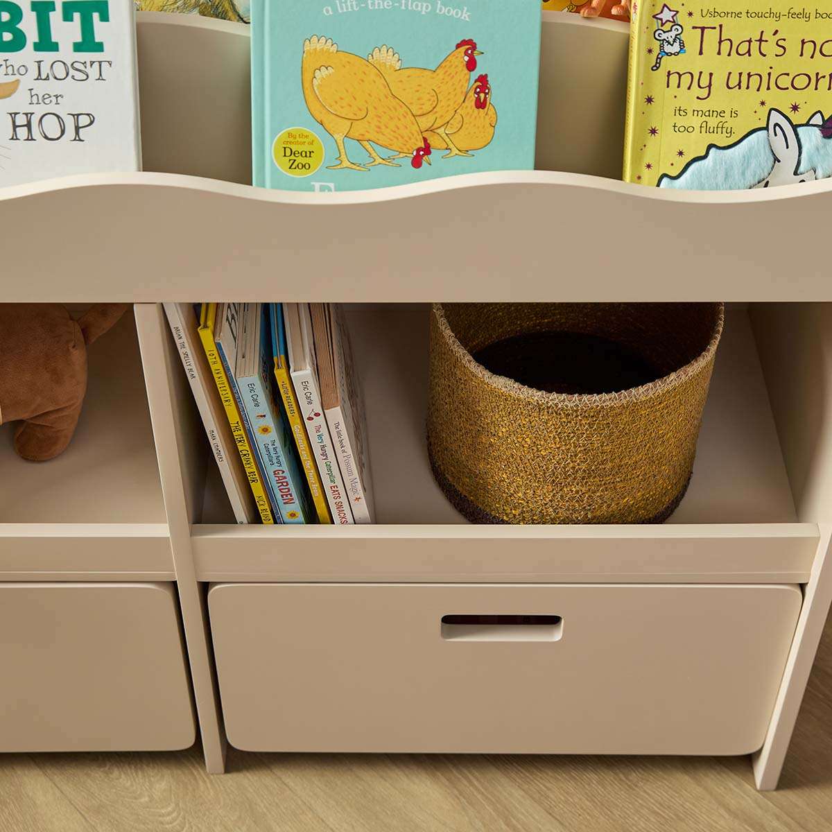 Theo Kids Bookshelf And Toy Drawer Organiser - Beige