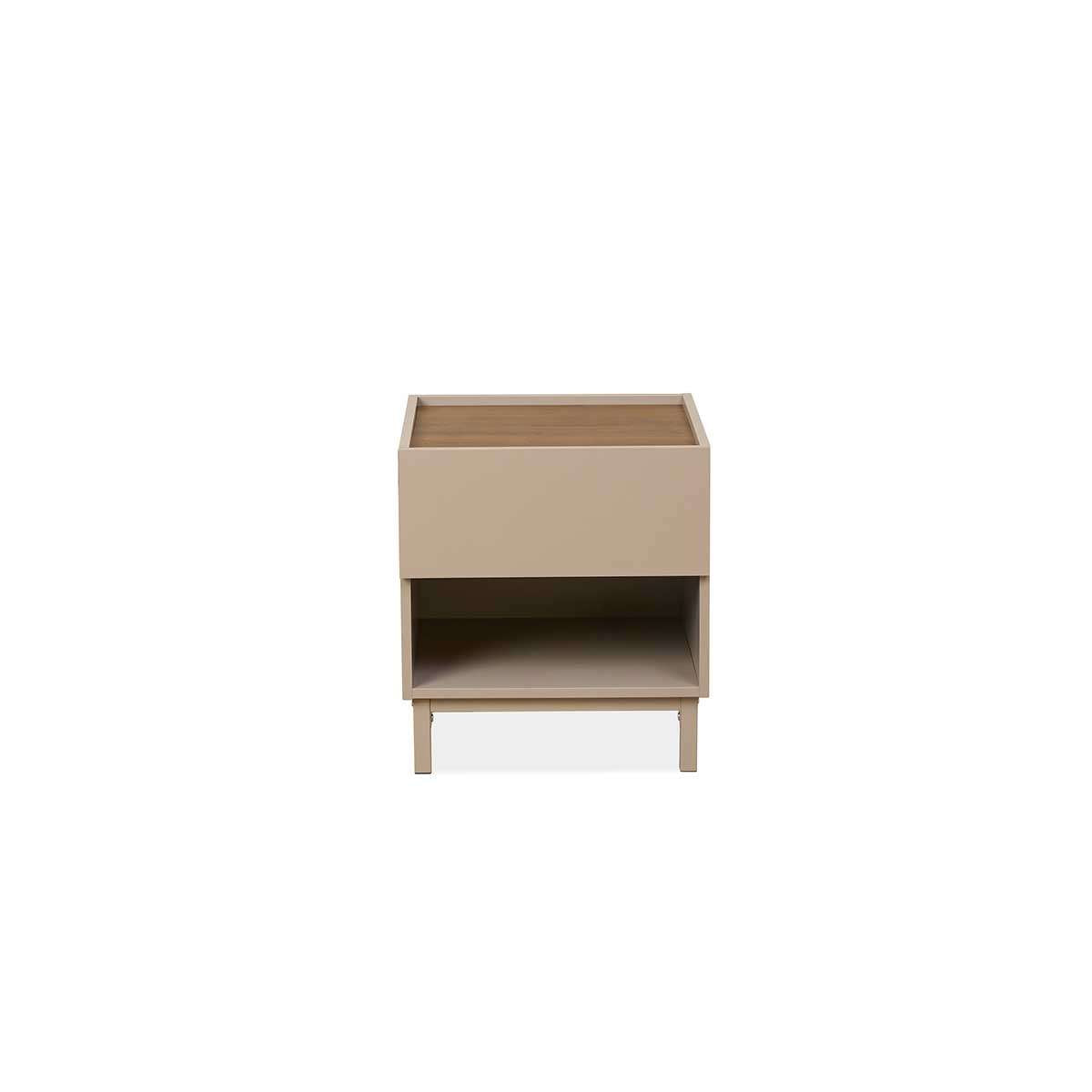 Murphy Bedside Table - Stone/Walnut