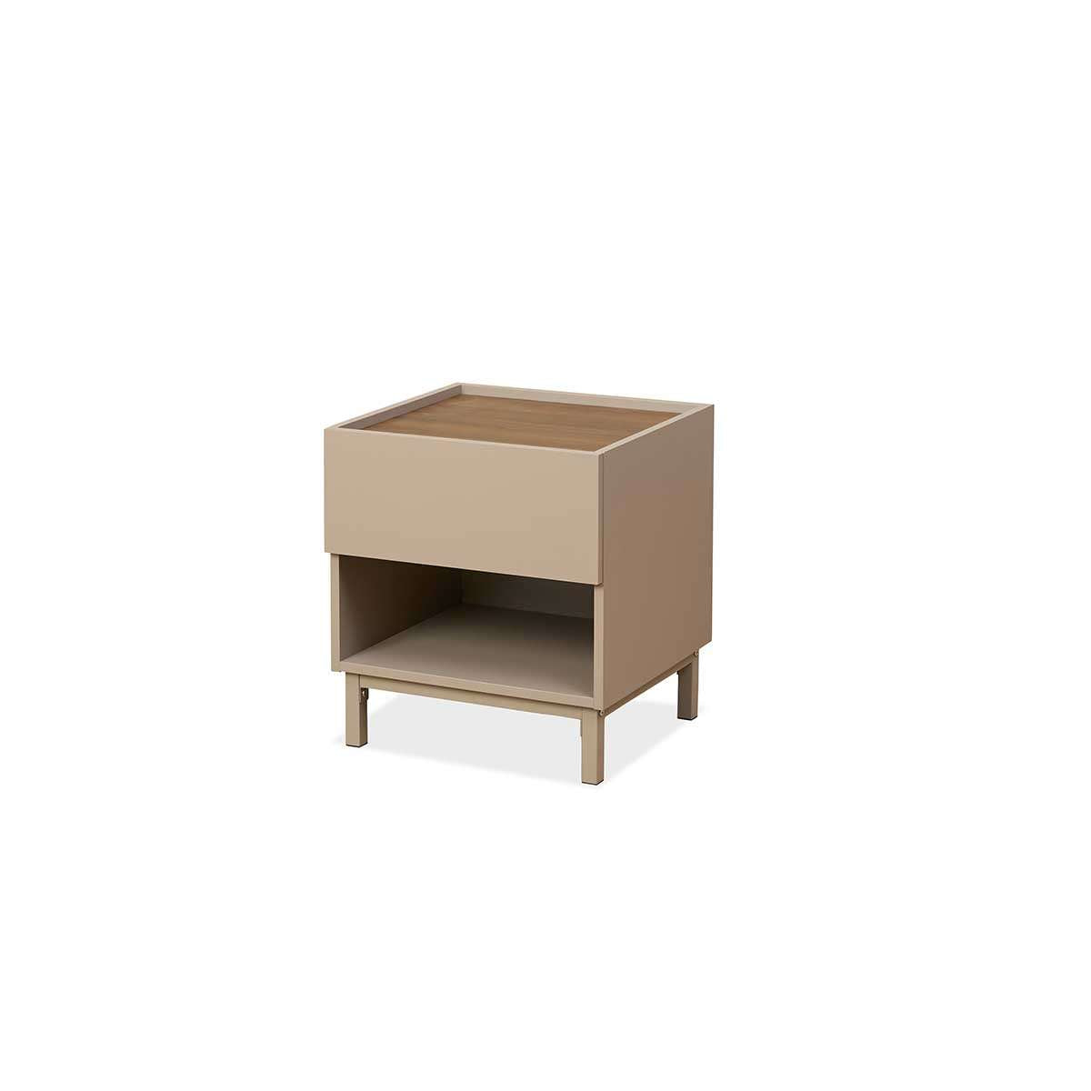 Murphy Bedside Table - Stone/Walnut