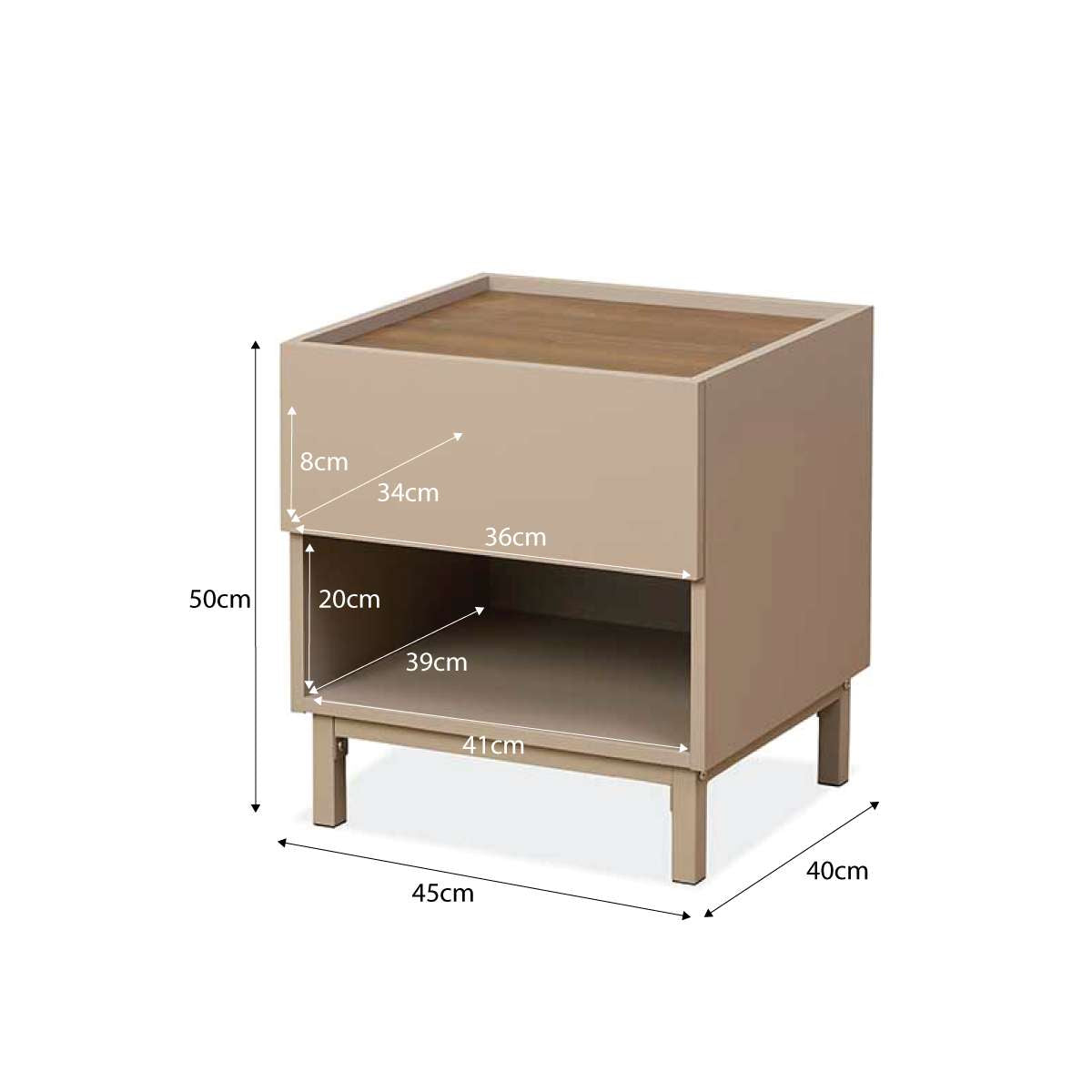 Murphy Bedside Table - Stone/Walnut