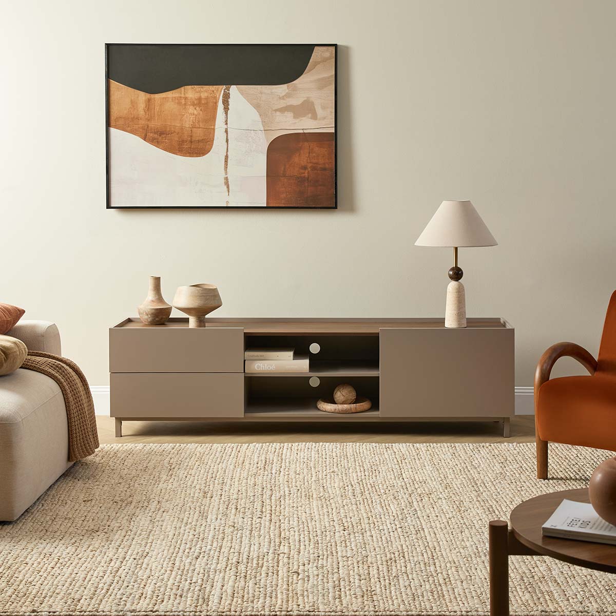 Murphy Entertainment Unit - Stone/Walnut