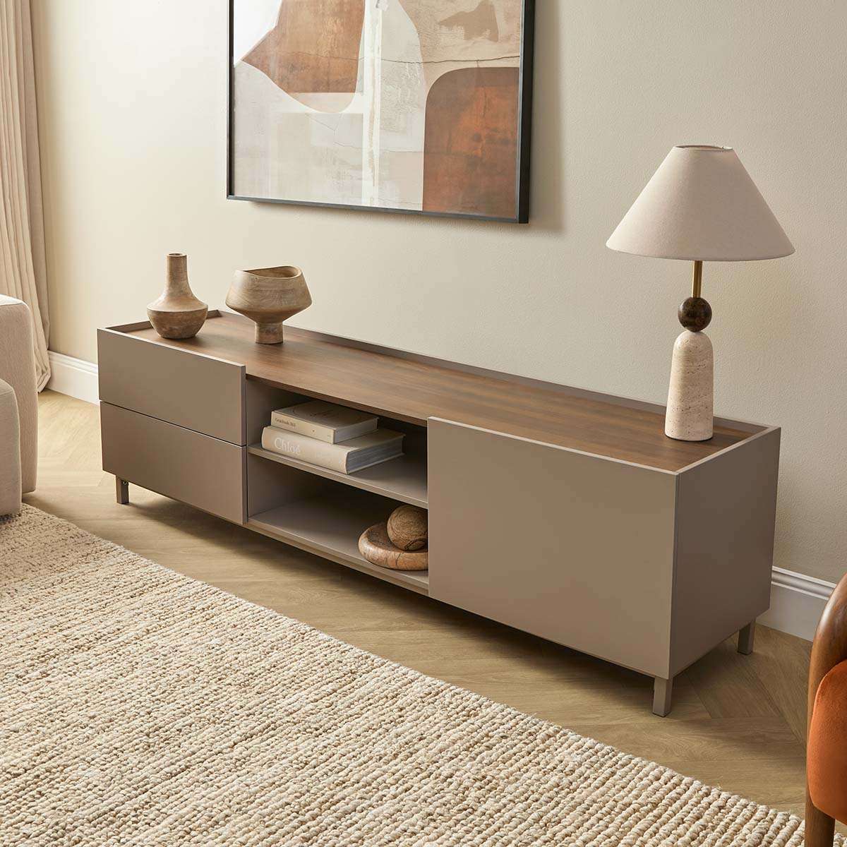 Murphy Entertainment Unit - Stone/Walnut