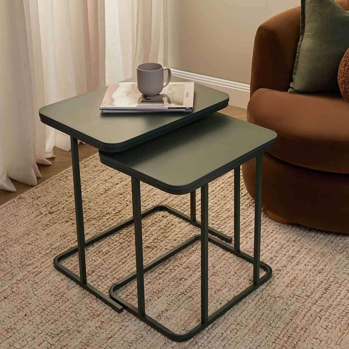 Mikkel Nesting Side Tables - Dark Green