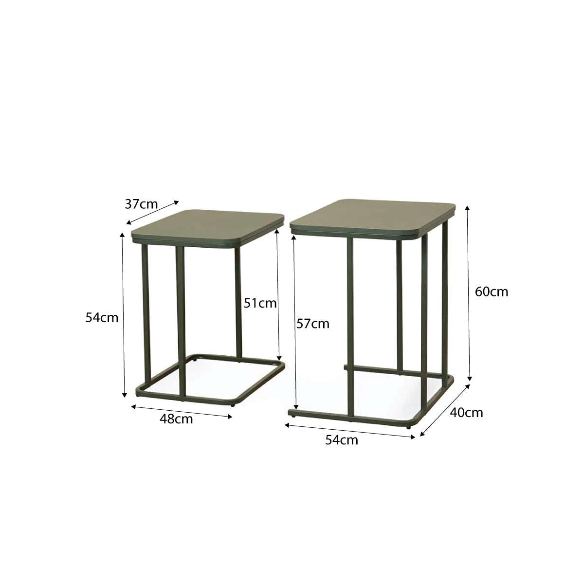 Mikkel Nesting Side Tables - Dark Green