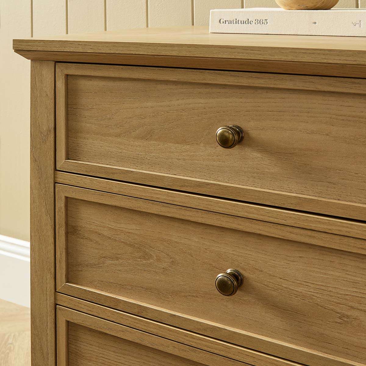 Ambrose Three Drawer Bedside Table - Natural