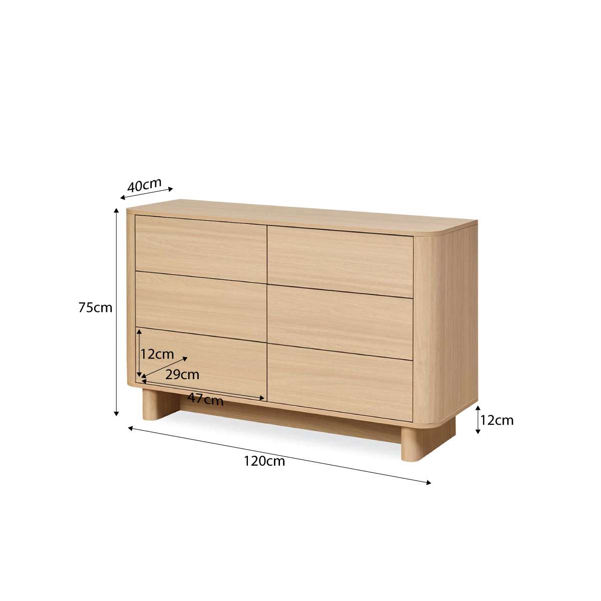 Bondi Six Drawer - Natural