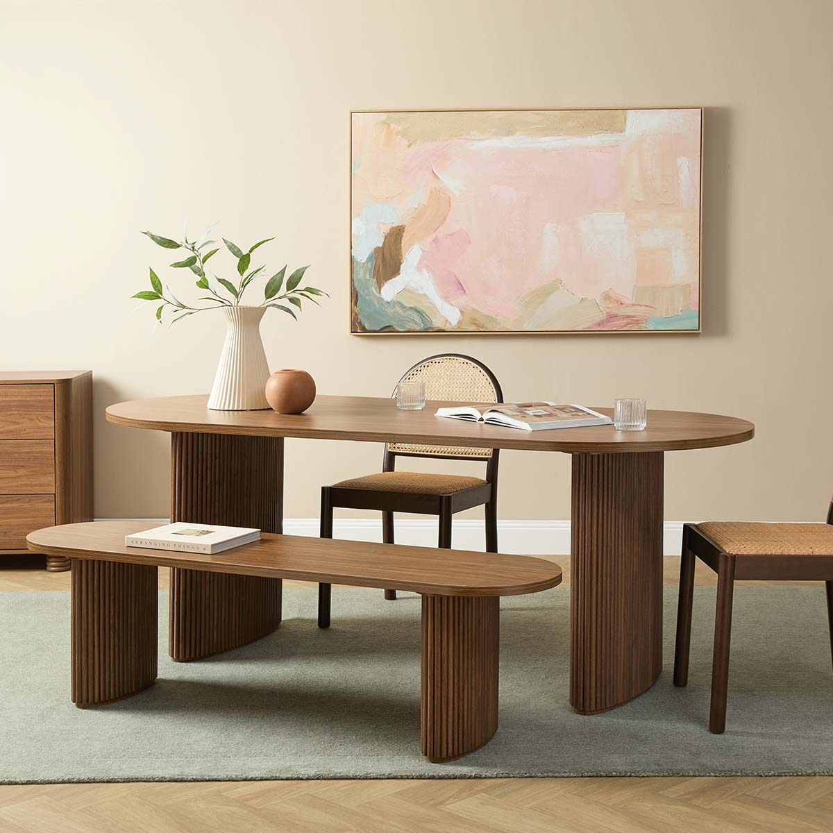 Amara Six Seater Large Dining Table - Walnut