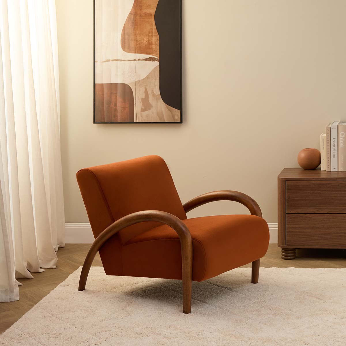 Richie Occasional Chair - Rust/Walnut