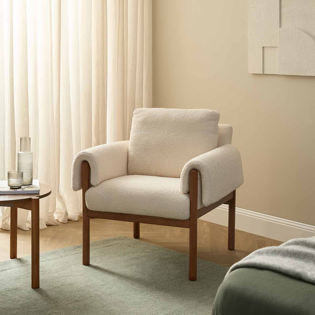 Edwin Occasional Chair - Cream/Walnut