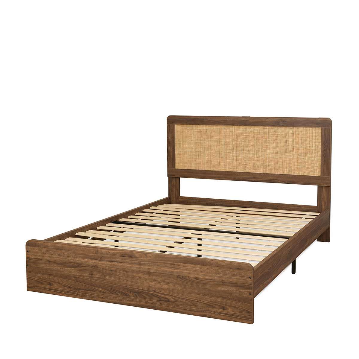 Noosa Rattan Queen Bed - Walnut