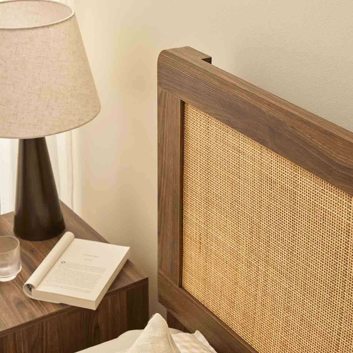 Noosa Rattan Queen Bed - Walnut
