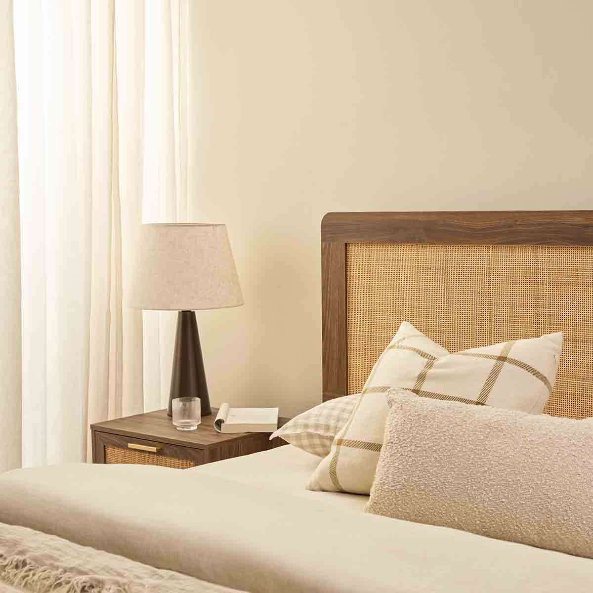 Noosa Rattan Queen Bed - Walnut