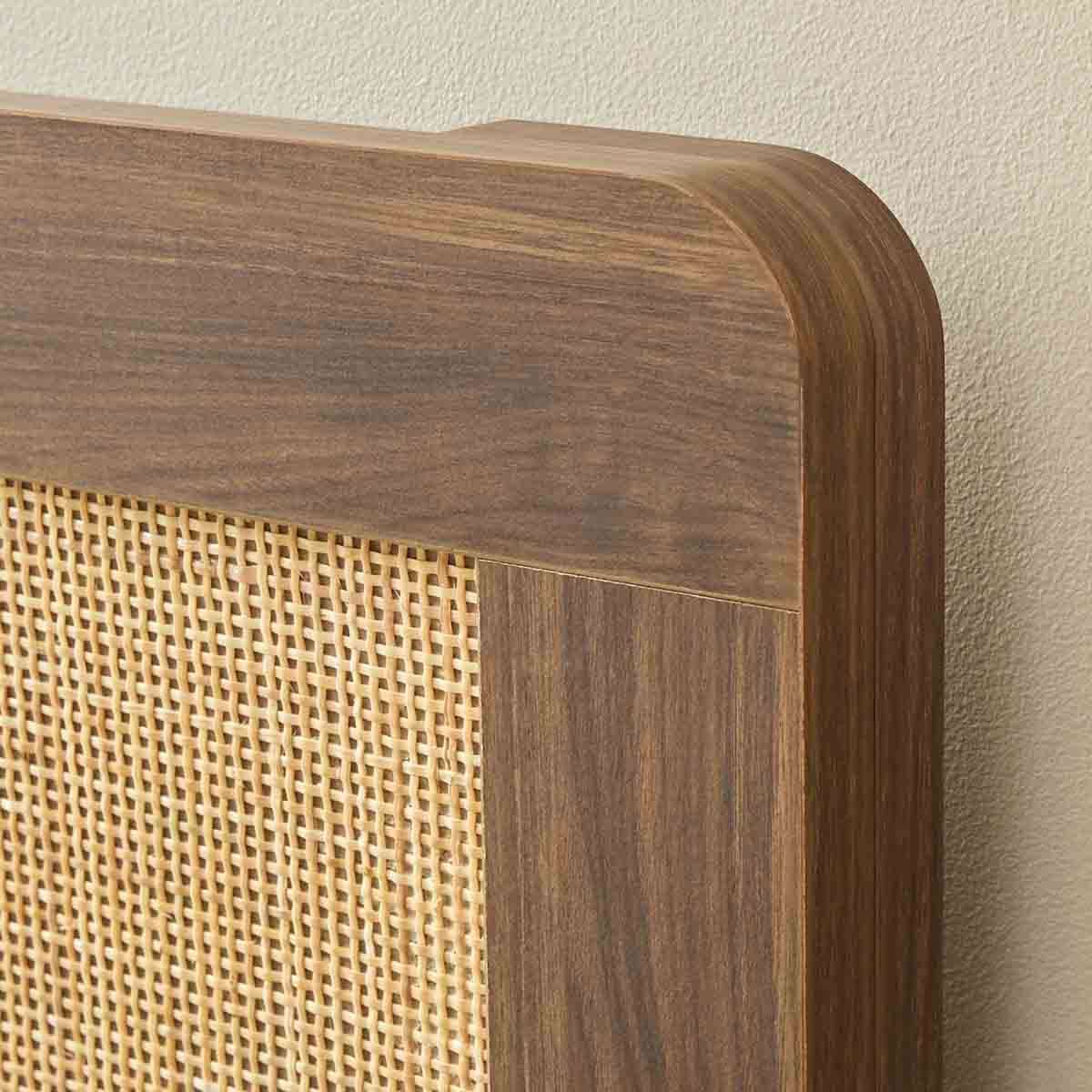 Noosa Rattan Queen Bed - Walnut