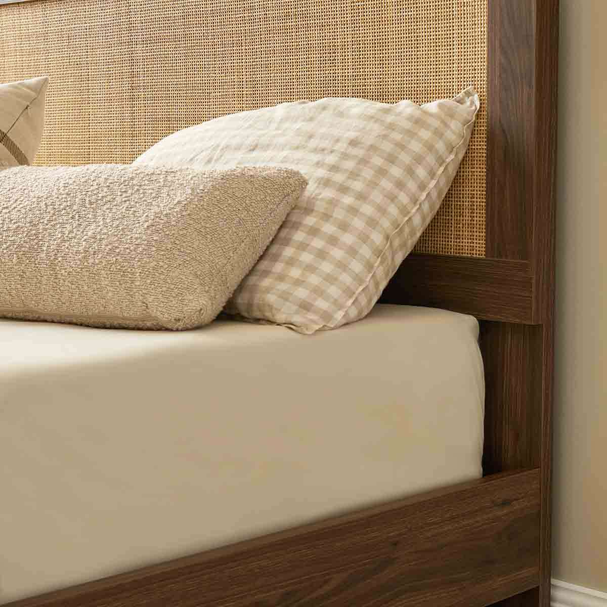 Noosa Rattan Queen Bed - Walnut
