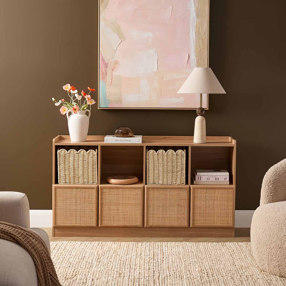 Noosa Rattan Cube Storage Bookcase  - Natural