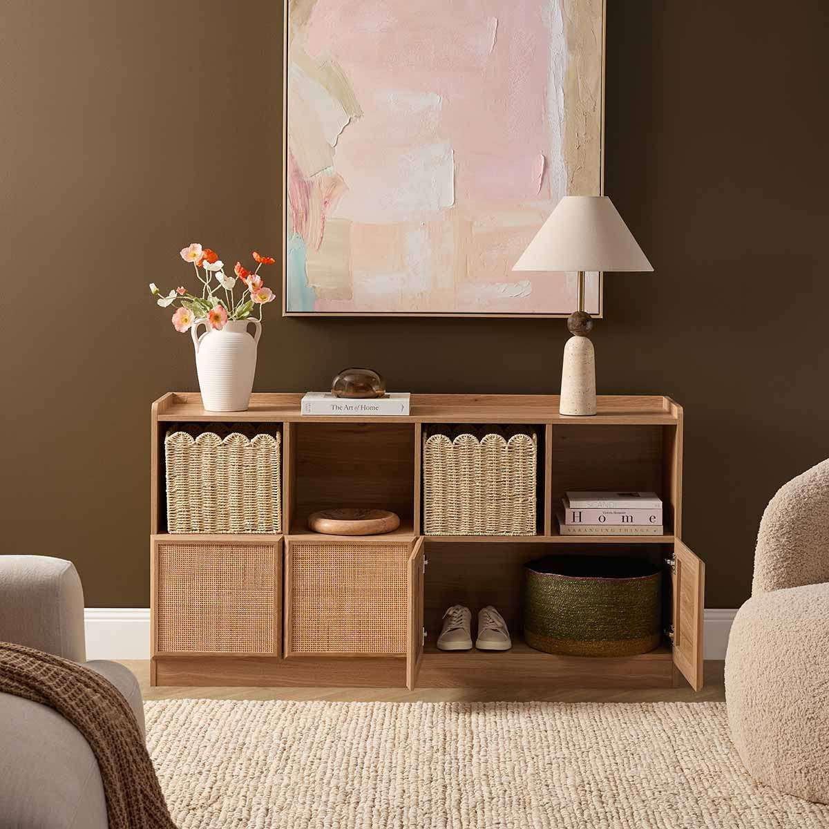Noosa Rattan Cube Storage Bookcase  - Natural