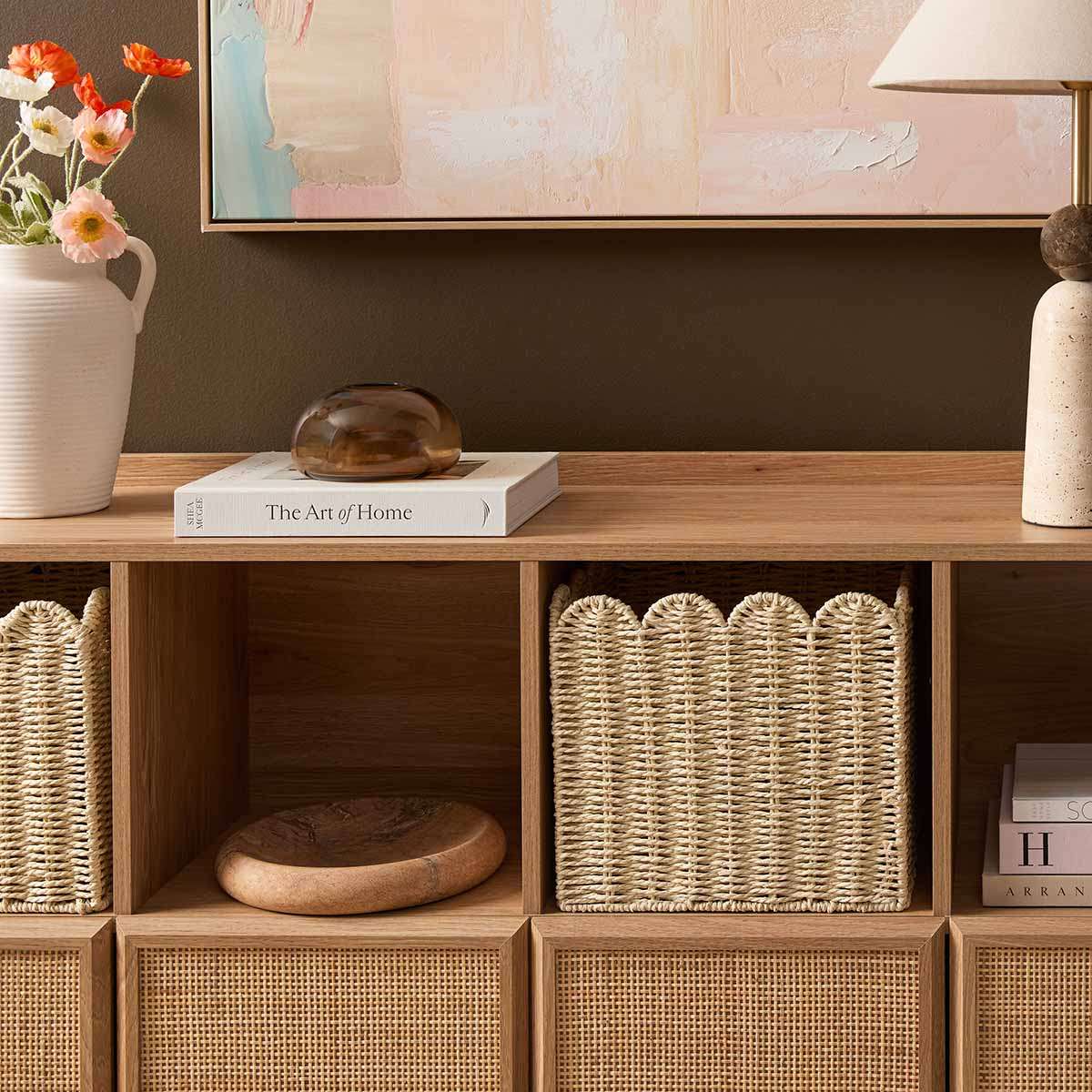 Noosa Rattan Cube Storage Bookcase  - Natural