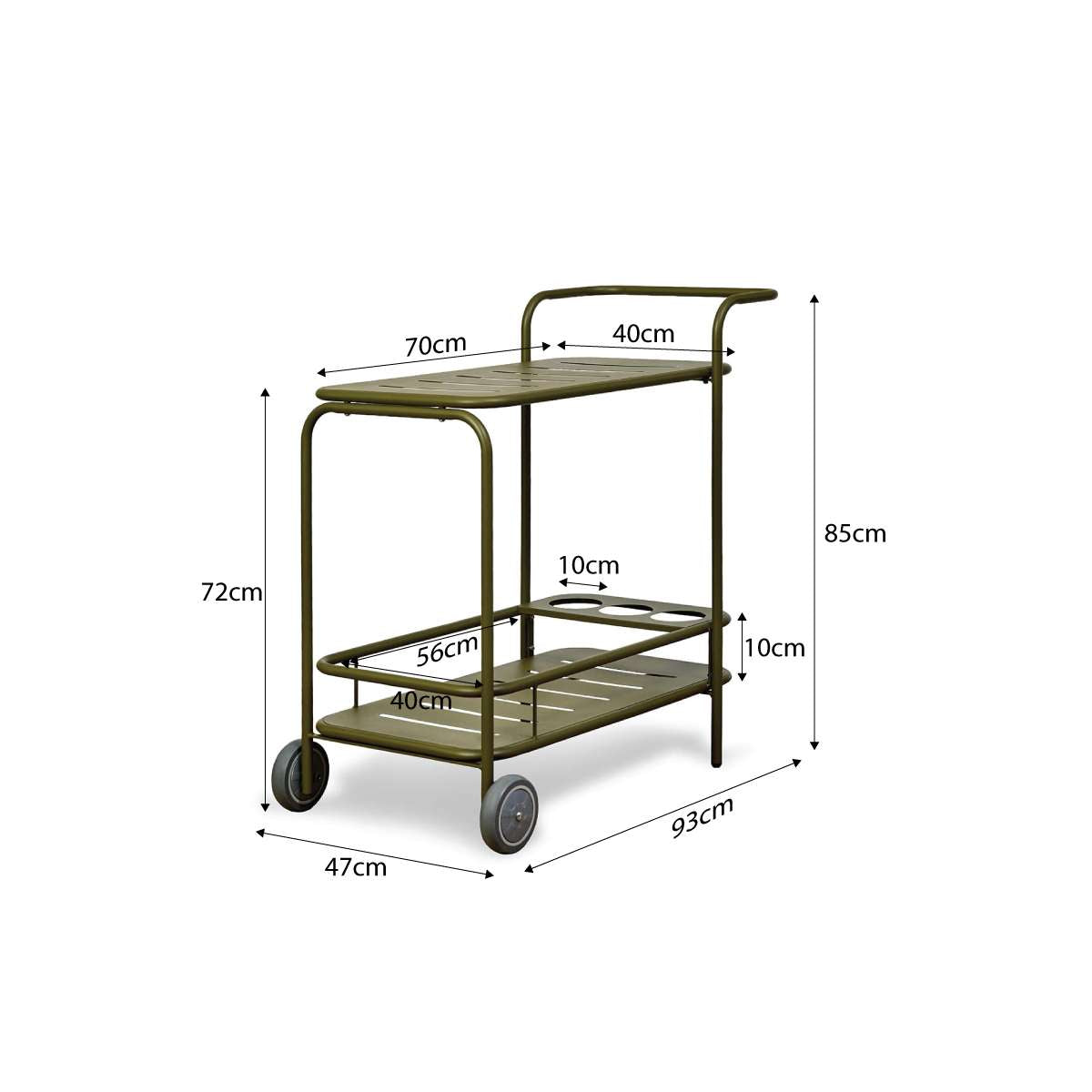 Palma Outdoor Bar Cart - Olive Green