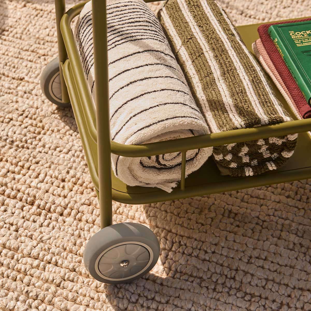 Palma Outdoor Bar Cart - Olive Green