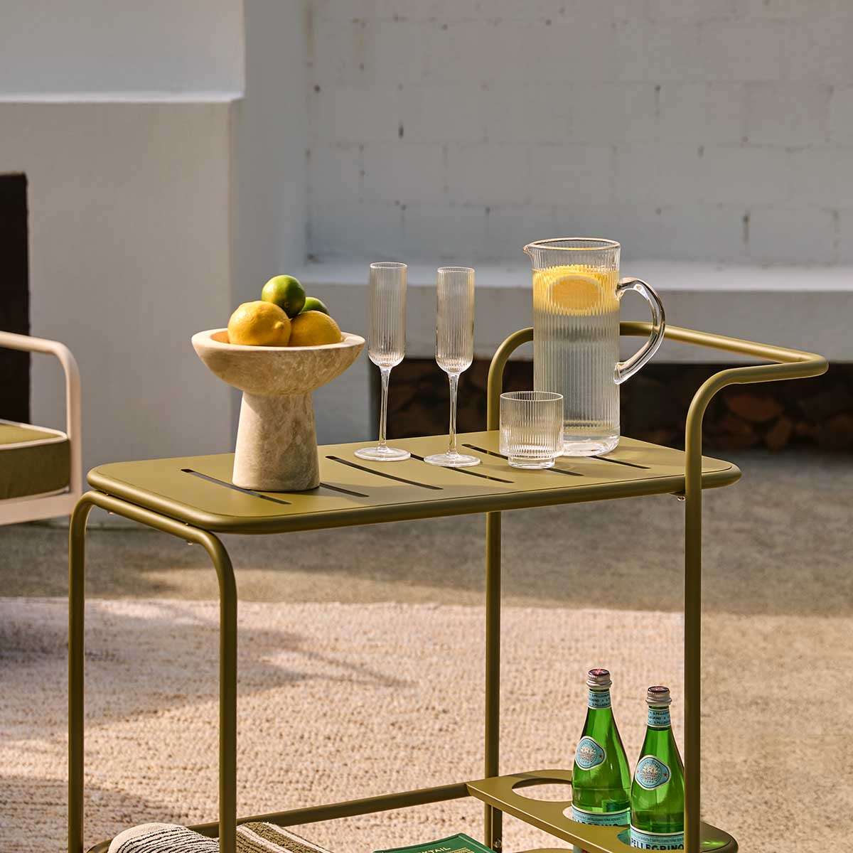 Palma Outdoor Bar Cart - Olive Green