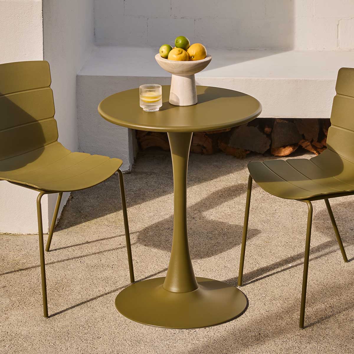 Ravello Outdoor Bistro Round Table - Olive Green