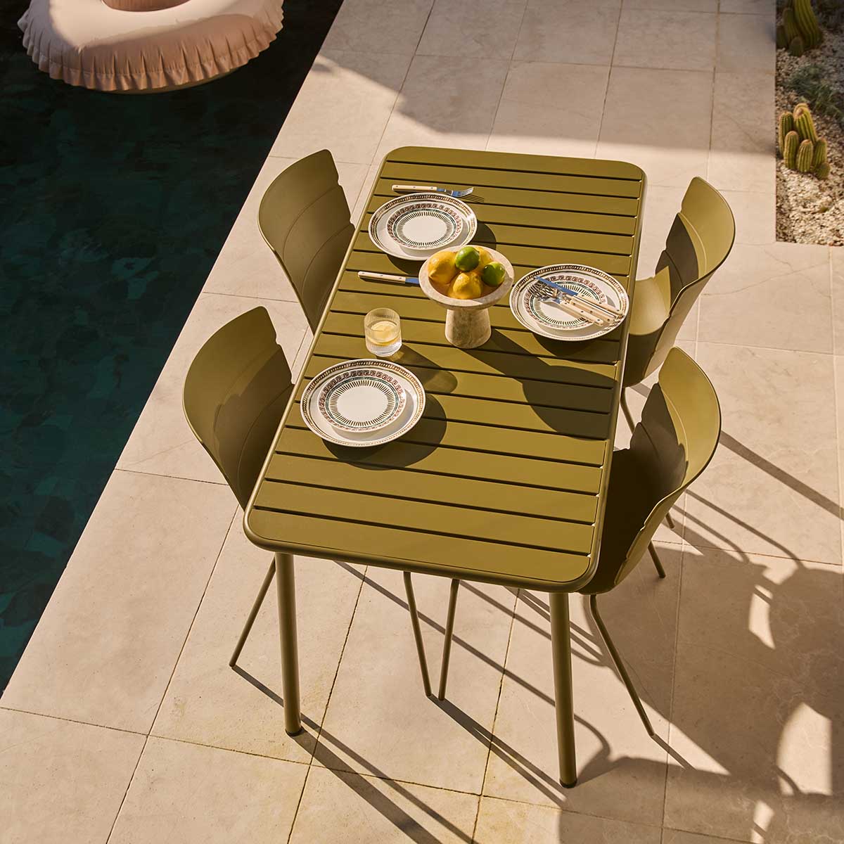 Ravello Outdoor Four Seater Dining Table - Olive Green