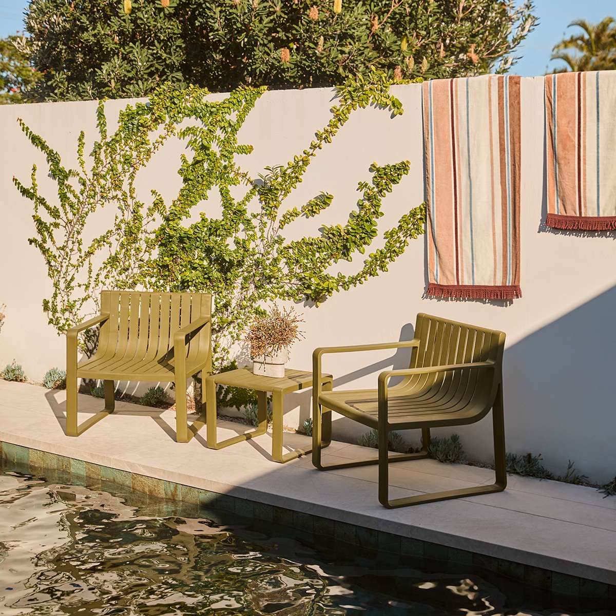Ravello Outdoor Lounge Seating - Set of Three - Olive Green