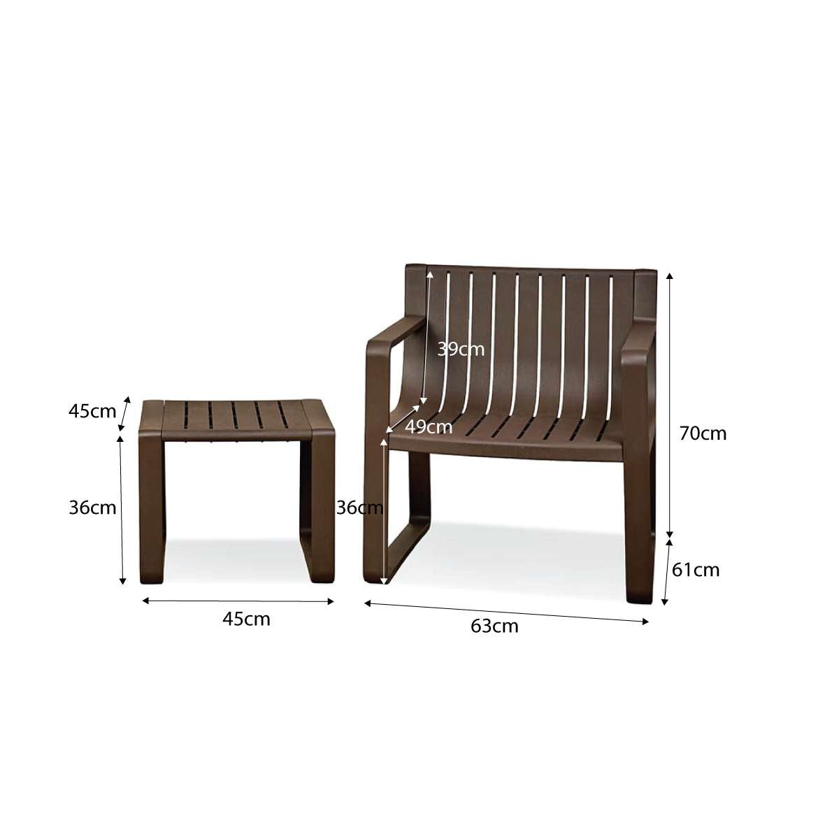 Ravello Outdoor Lounge Seating - Set of Three - Chocolate