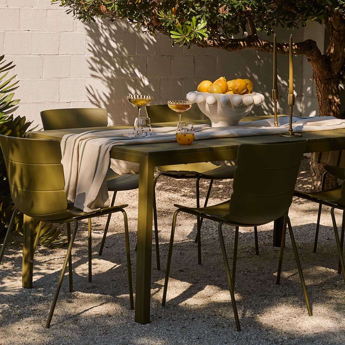 Ravello Outdoor Six Seater Dining Table - Olive Green