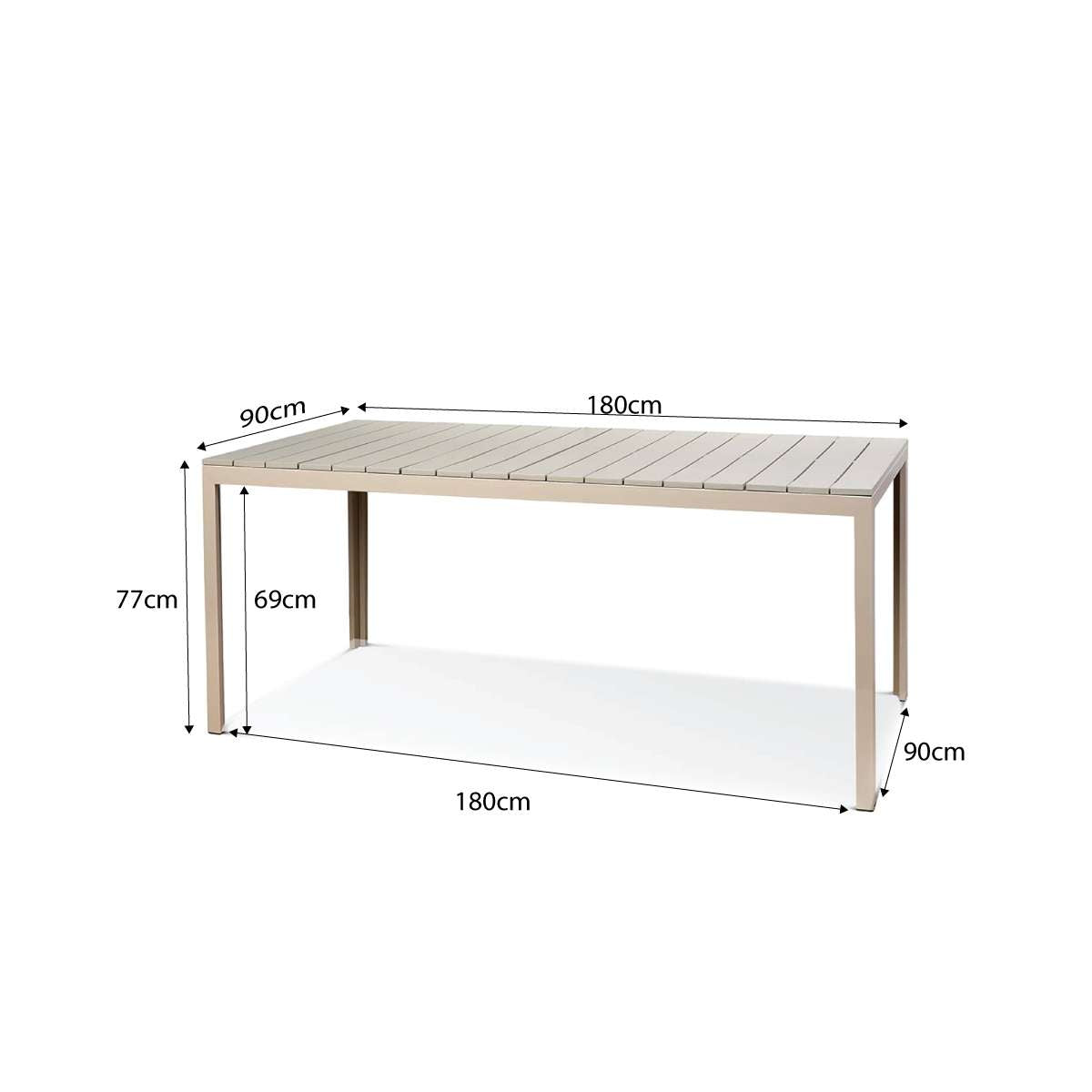 Ravello Outdoor Six Seater Dining Table - Beige