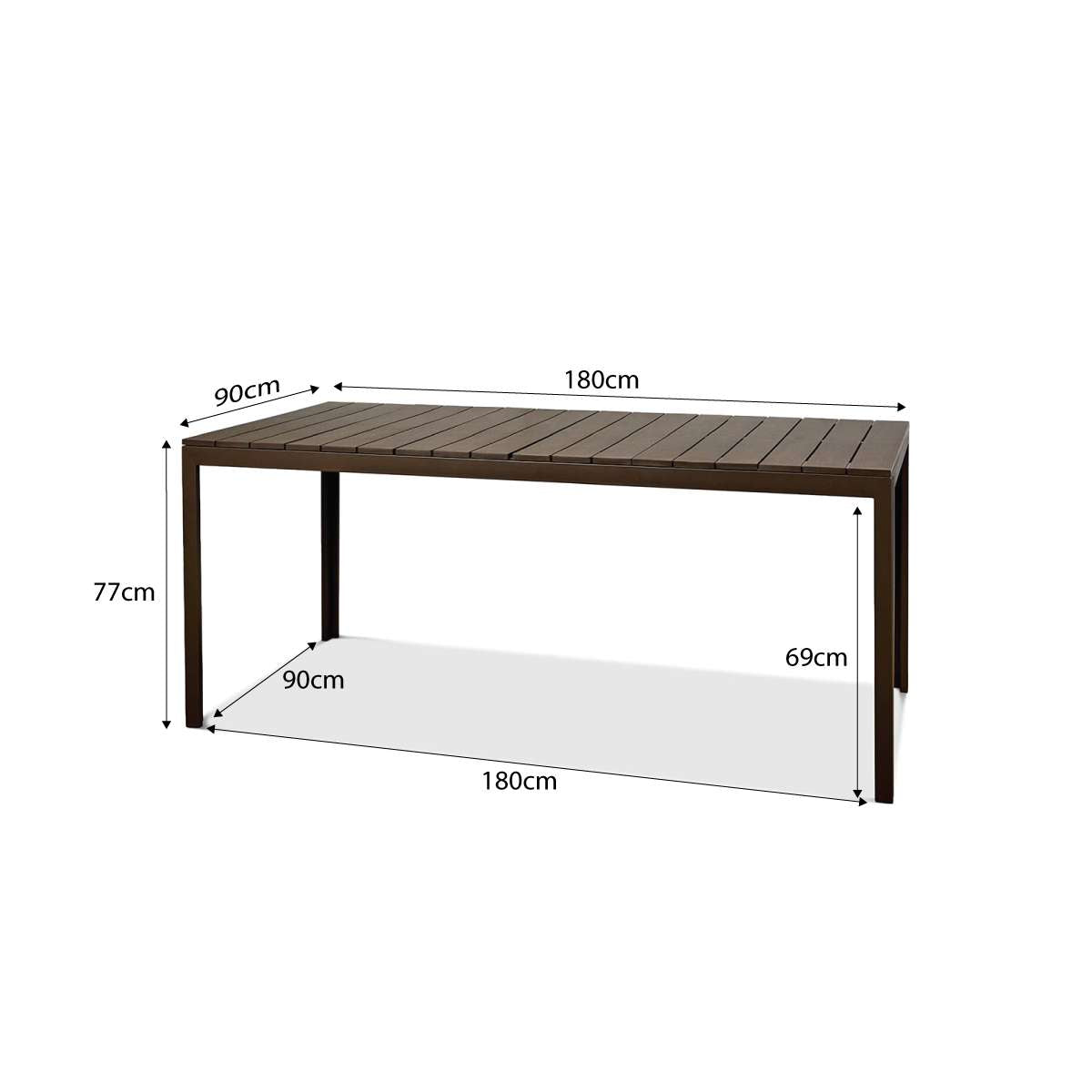 Ravello Outdoor Six Seater Dining Table - Chocolate
