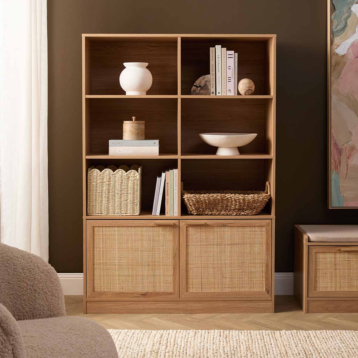 Noosa Rattan Large Bookcase - Natural